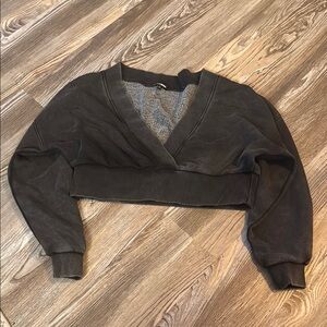 Fashion Nova Gray Cropped Wrap Sweatshirt